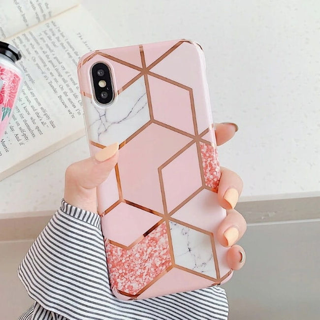Etui Marble Gold Case - iPhone XS Max - Różowy