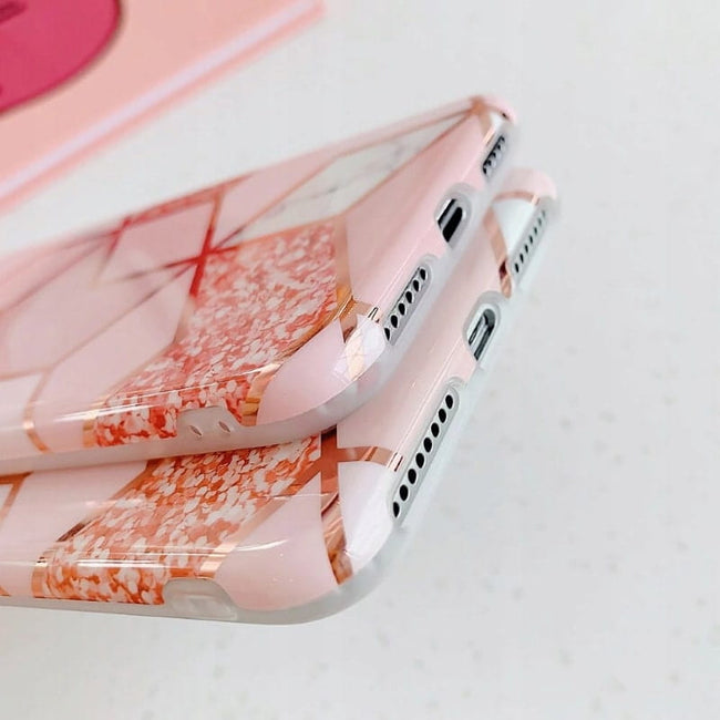 Etui Marble Gold Case - iPhone XS Max - Różowy