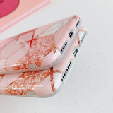 Etui Marble Gold Case - iPhone XR - Różowy