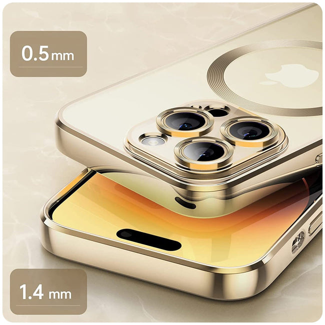 Etui Silikonowe Camera Protect do Magsafe - iPhone 14 Plus - Złoty