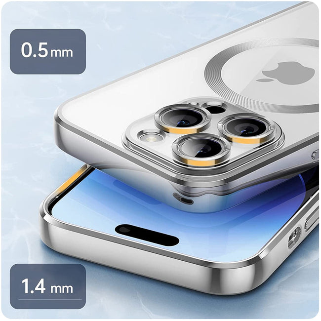 Etui Silikonowe Camera Protect do Magsafe - iPhone 14 Pro Max - Srebrny