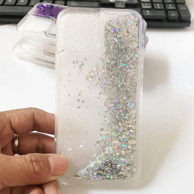 Etui Silikonowe Brokatowe Glitter - Xiaomi Mi 11 Lite 5G - Srebrny