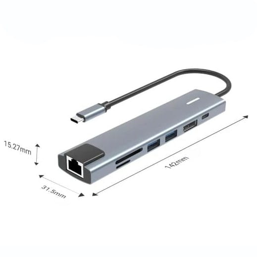 Adapter Hub Rozdzielacz USB-C LAN Display Port 8K