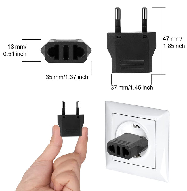 Adapter Sieciowy Phoneo Przejściówka US / JP -> EU / PL (TYP-A) - Czarny
