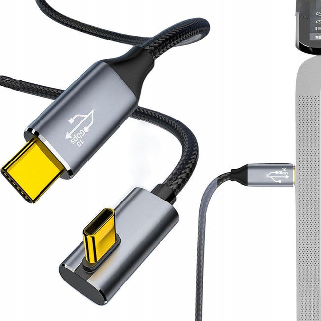 KABEL USB-C USB 3.1 TYP C - TYPE C KĄTOWY 90 FAST CHARGE 10GBPS 4K 3M