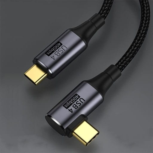 Kabel Phoneo® USB-C do USB-C, Kątowy - 90°, 40Gbps, Pleciony - 1 Metr