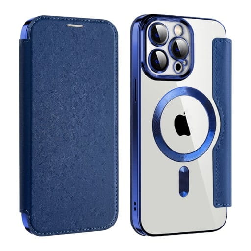 Etui Phoneo Flip z Klapką RFID do MagSafe do iPhone 12 Pro - Niebieskie