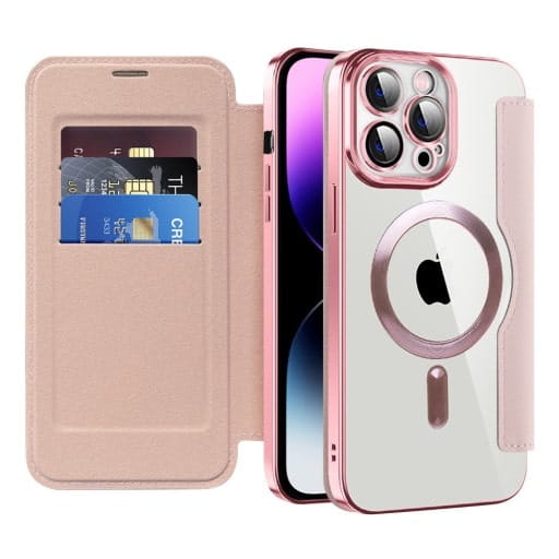 Etui Phoneo Flip z Klapką RFID do MagSafe do iPhone 14 Pro Max - Różowe