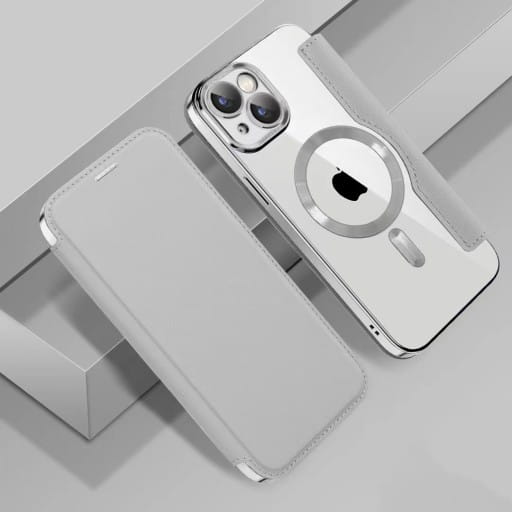 Etui Phoneo Flip z Klapką RFID do MagSafe do iPhone 12 - Srebrne