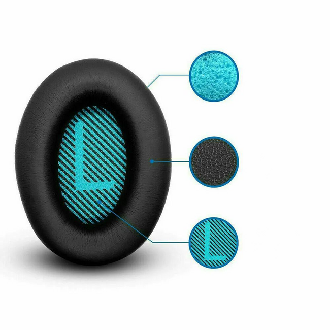 BETUNE® - Gąbki do Słuchawek - Bose QC15 QC25 QC35 AE 2i 2W - Black-Blue