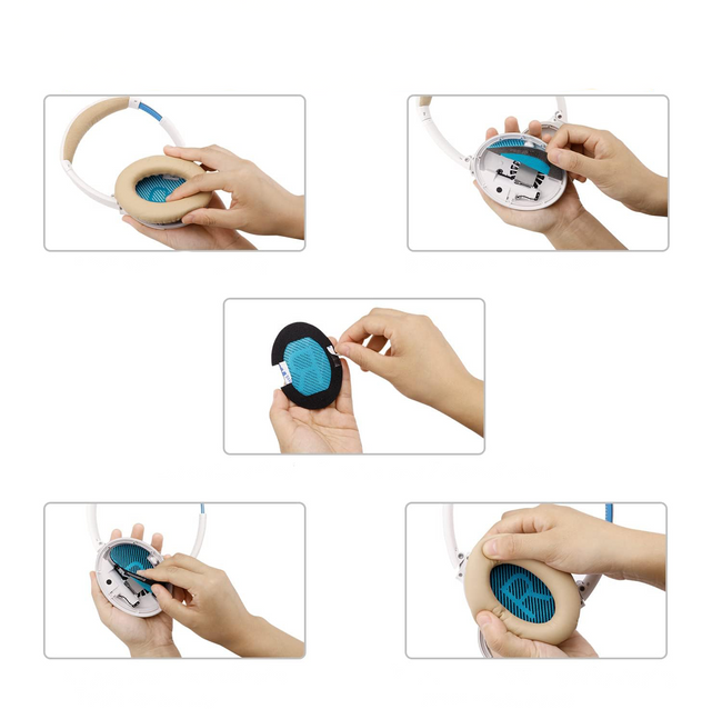 BETUNE® - Gąbki do Słuchawek - Bose QC15 QC25 QC35 AE 2i 2W - Black-Blue