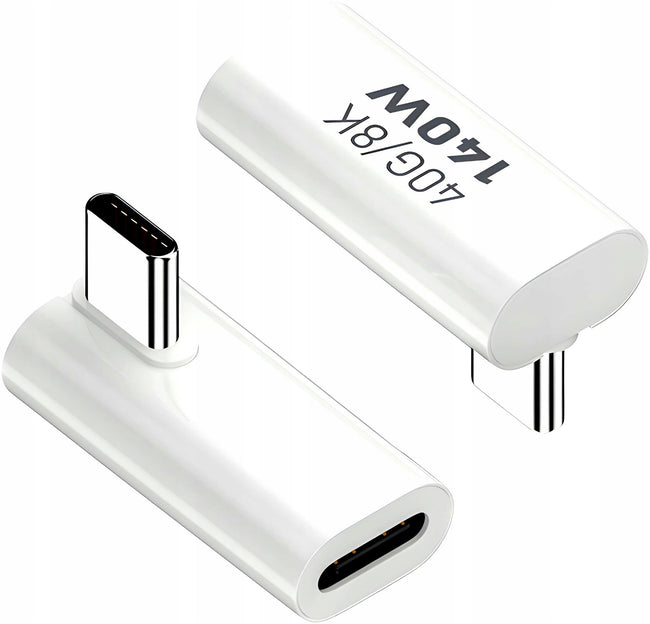 Adapter Kątowy Phoneo® - Żeńskie USB-C do Męskie USB-C - 40GBPS/8K 140W - Biały W5