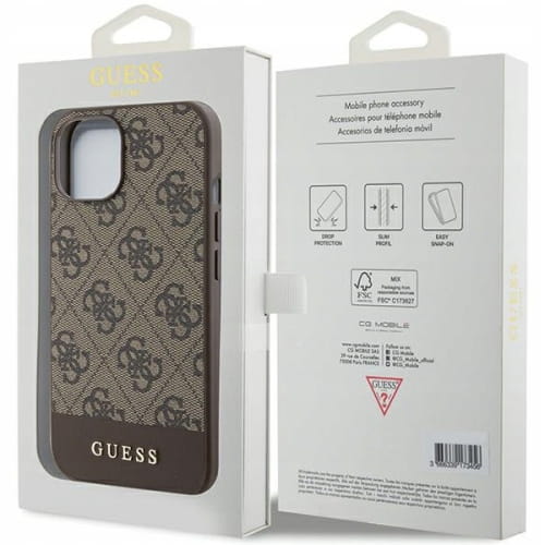 Etui Guess Hardcase Stripe Collection - iPhone 14 - Brązowe