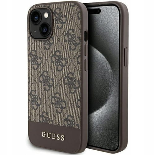 Etui Guess Hardcase Stripe Collection - iPhone 14 - Brązowe
