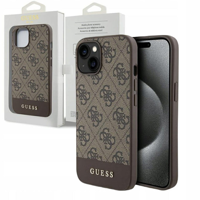 Etui Guess Hardcase Stripe Collection - iPhone 14 - Brązowe