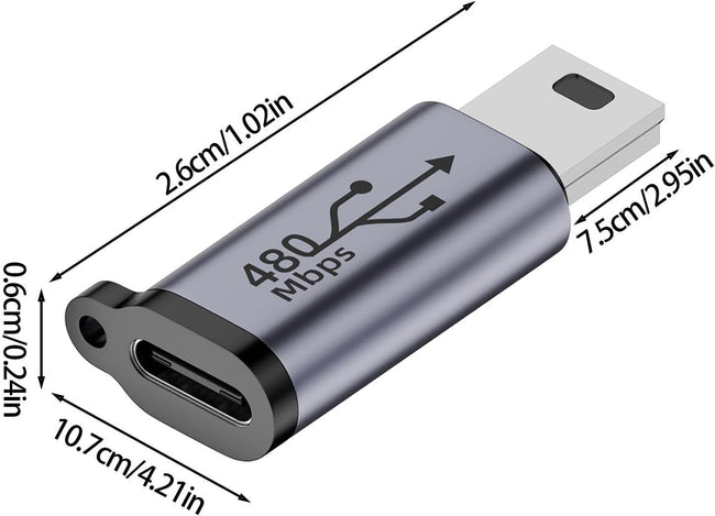 Adapter Phoneo® Kabla USB-C do Mini USB - 480Mbps 18W V5
