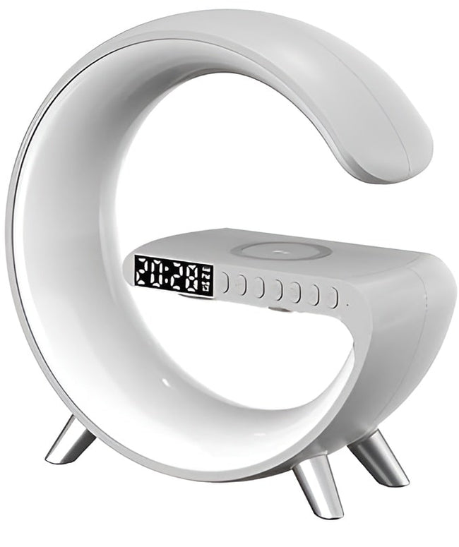 Lampka Nocna Budzik Ładowarka Głośnik Qi 15W RGB