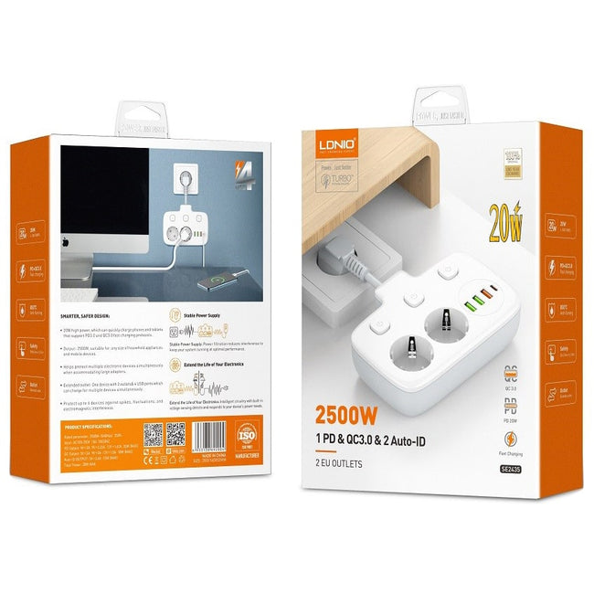 LDNIO® - Listwa Zasilająca Ładowarka 20w Usb-C Rozdzielacz