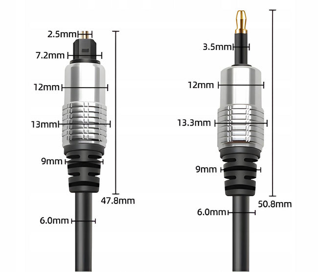 Kabel Mini TOSLINK Cyfrowy 3,5mm Audio Optyczny - Pozłacany - 5m