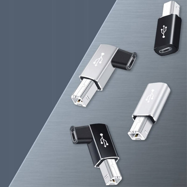 Adapter Kątowy do Drukarki, Faksu, Skanera - USB-C do USB-B - Srebrny