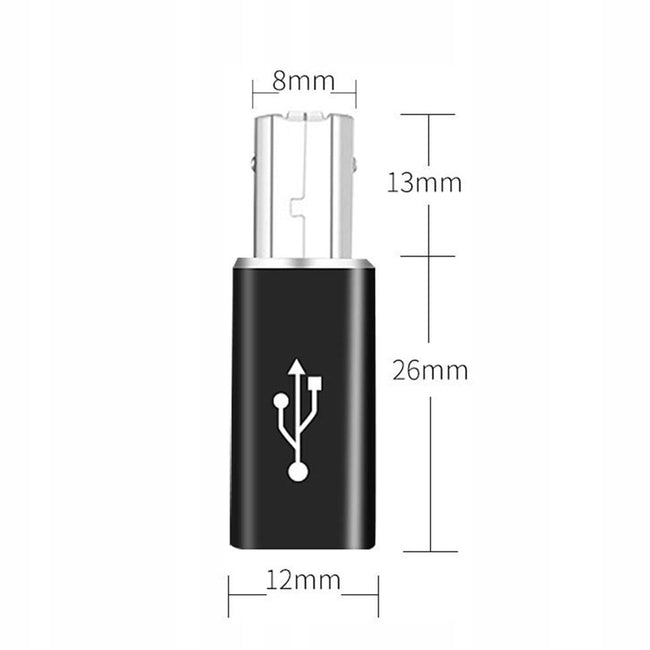 Adapter Prosty do Drukarki, Faksu, Skanera - USB-C do USB-B - Srebrny
