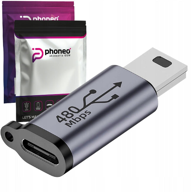 Adapter Phoneo® Kabla USB-C do Mini USB - 480Mbps 18W V5