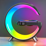 Lampka Nocna Budzik Ładowarka Głośnik Qi 15W RGB