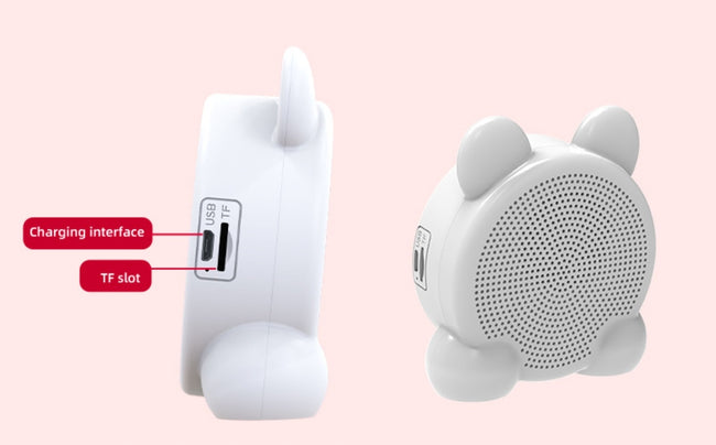 Zegar Budzik LED "Kotek" Multifunkcyjny - Radio FM, Głośnik Bluetooth, Lusterko - Różowy