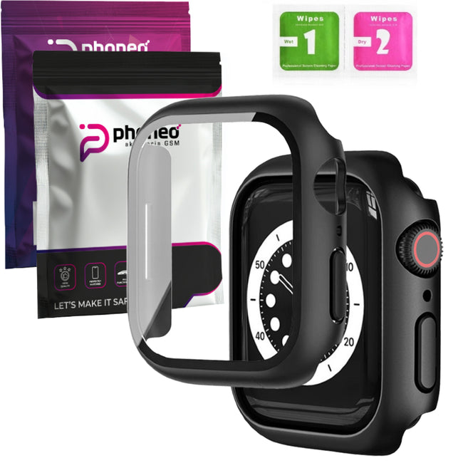 Etui 360 Case Phoneo® + Szkło do Apple Watch - 44 mm - Czarny