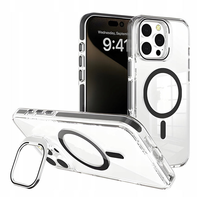 Etui Clear Extra z Podpórką do Magsafe do iPhone 15 Pro Max - Czarne