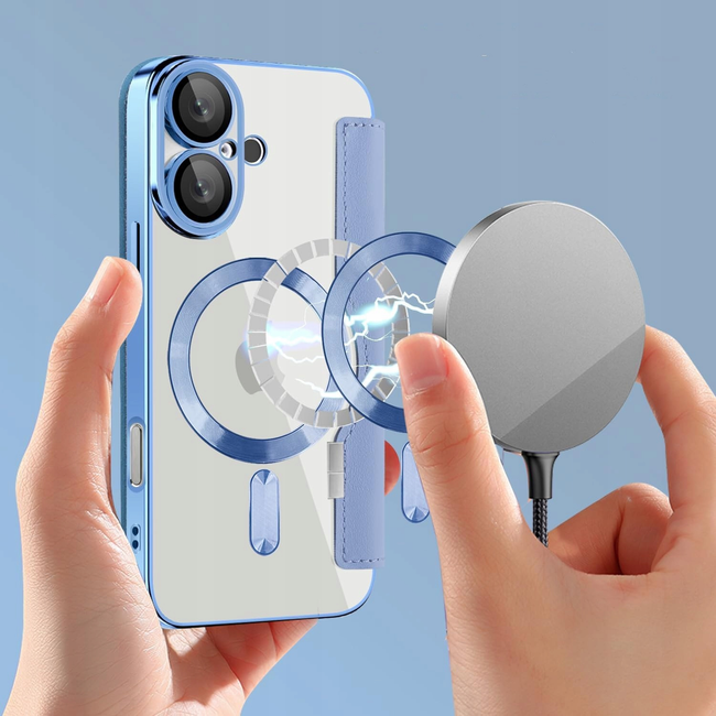 Etui Phoneo Flip z Klapką RFID do MagSafe do iPhone 16 - Błękitne