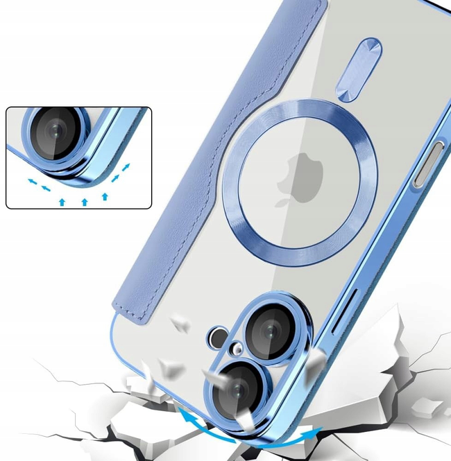 Etui Phoneo Flip z Klapką RFID do MagSafe do iPhone 16 - Błękitne