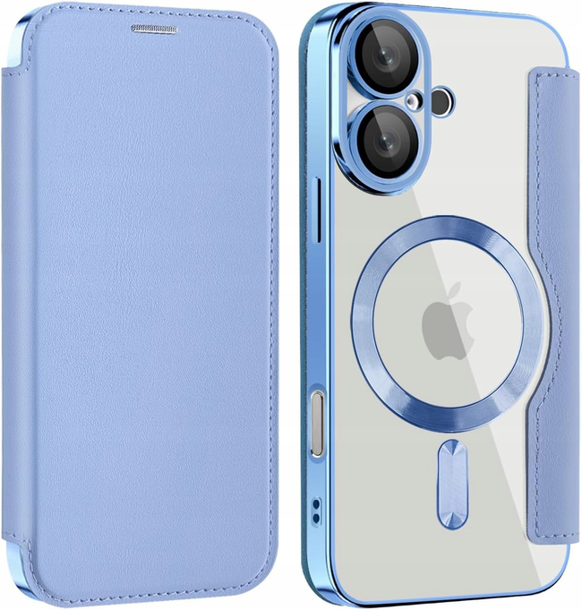 Etui Phoneo Flip z Klapką RFID do MagSafe do iPhone 16 - Błękitne