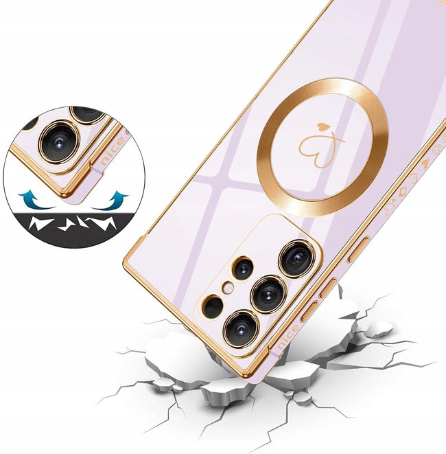 Etui Phoneo Serce Pancerne do Magsafe - Samsung Galaxy S23 Ultra - Lawendowe