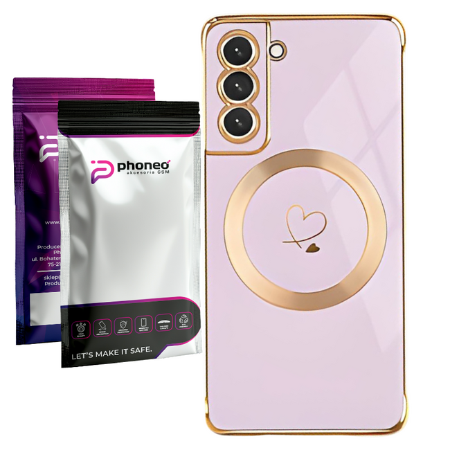 Etui Phoneo Serce Pancerne do Magsafe - Samsung Galaxy S23 - Lawendowe