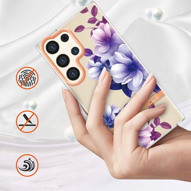 Etui Kwiatowe - Fioletowe - Samsung Galaxy S23 Ultra