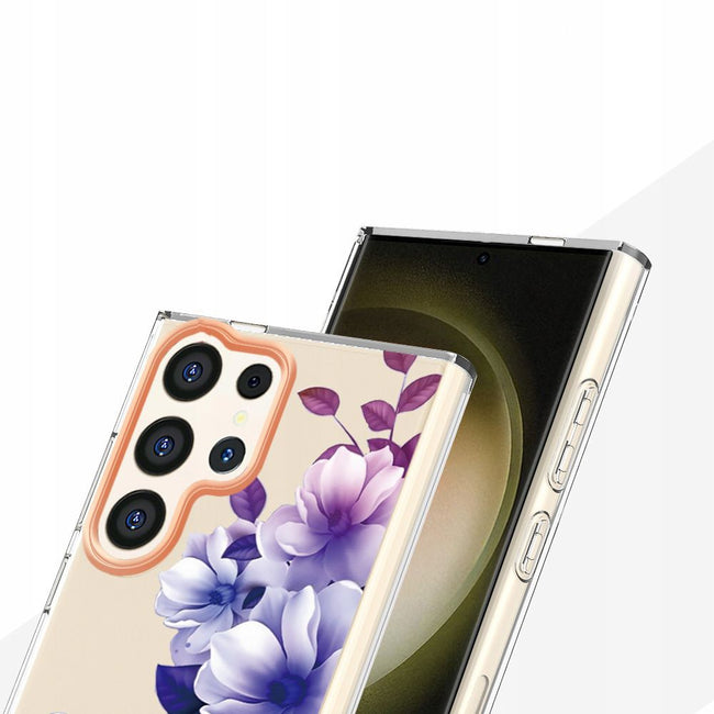 Etui Kwiatowe - Fioletowe - Samsung Galaxy S23 Ultra
