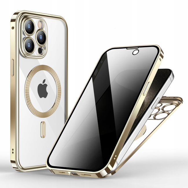 Etui Prywatyzujące Dual Magneto z MagSafe - iPhone 15 Pro Max - Złote