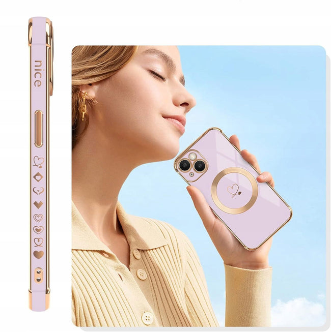 Etui Phoneo Serce Pancerne do Magsafe - Apple iPhone 14 - Lawendowe