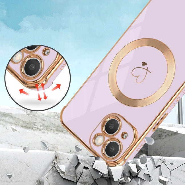 Etui Phoneo Serce Pancerne do Magsafe - Apple iPhone 14 - Lawendowe