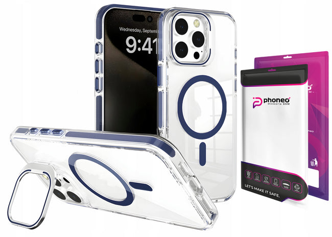 Etui Clear Extra z Podpórką do Magsafe do iPhone 15 Pro Max - Granatowe