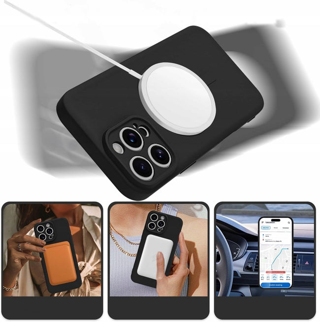 Etui Phoneo Liquid Soft Silicone z MagSafe - iPhone 15 Pro Max - Czarne