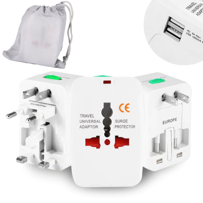 Adapter Sieciowy Wtyczka Phoneo - Przejściówka EU / UK / US / JP / AUS / NZ + 2x Port USB