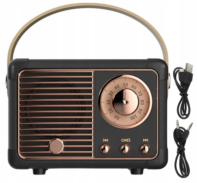 Głośnik Bezprzewodowy Vintage, Radio - 400mah 5V 3W - Czarny