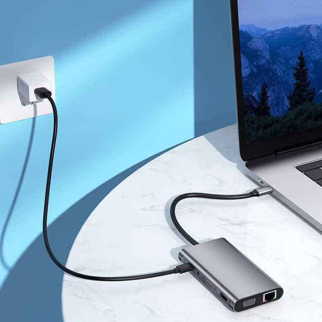 Adapter Hub Rozdzielacz 11w1 — USB-C LAN HDMI 4K D-SUB VGA AUX