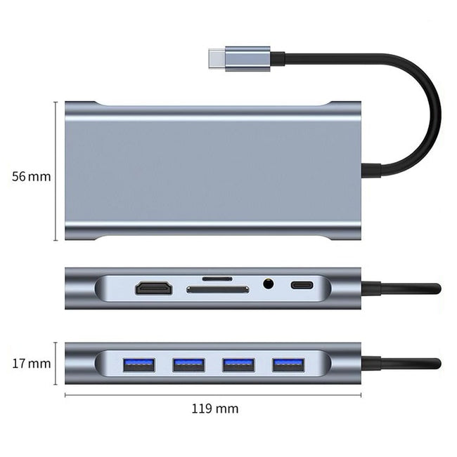 Adapter Hub Rozdzielacz 11w1 — USB-C LAN HDMI 4K D-SUB VGA AUX