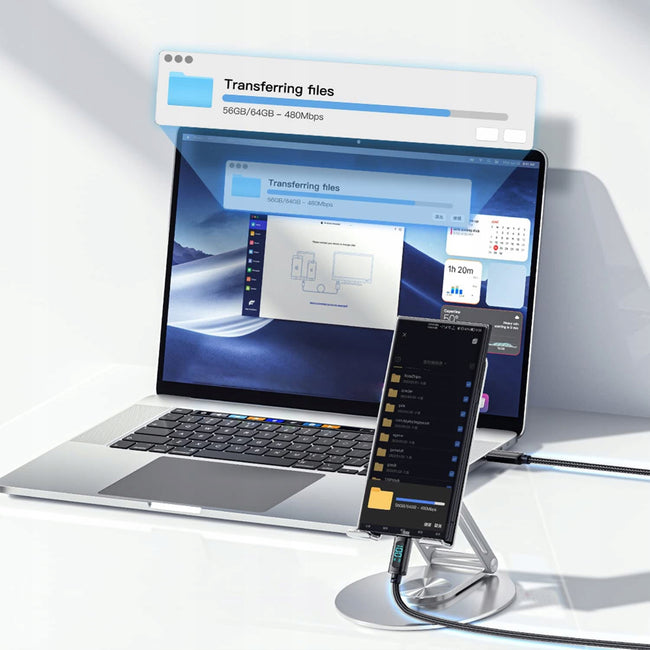 Kabel Essager USB-C Quick Charge - Transfer Danych, Miernik Prądu - 100W / 5A - 2M
