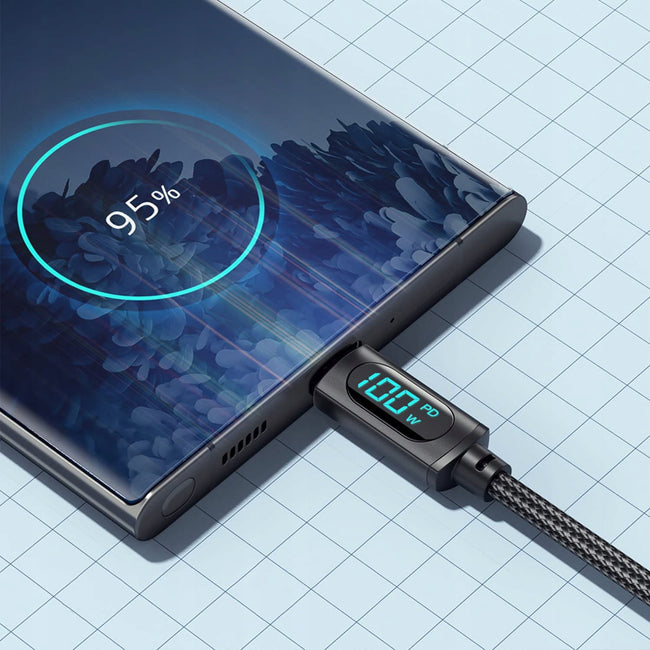 Kabel Essager USB-C Quick Charge - Transfer Danych, Miernik Prądu - 100W / 5A - 2M