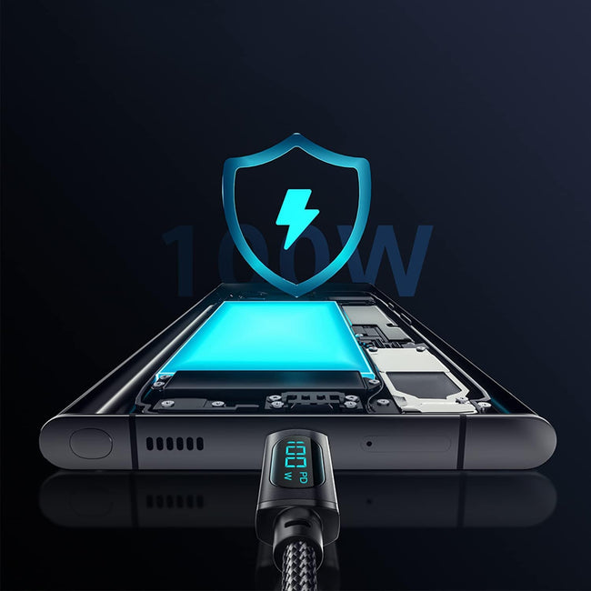 Kabel Essager USB-C Quick Charge - Transfer Danych, Miernik Prądu - 100W / 5A - 2M