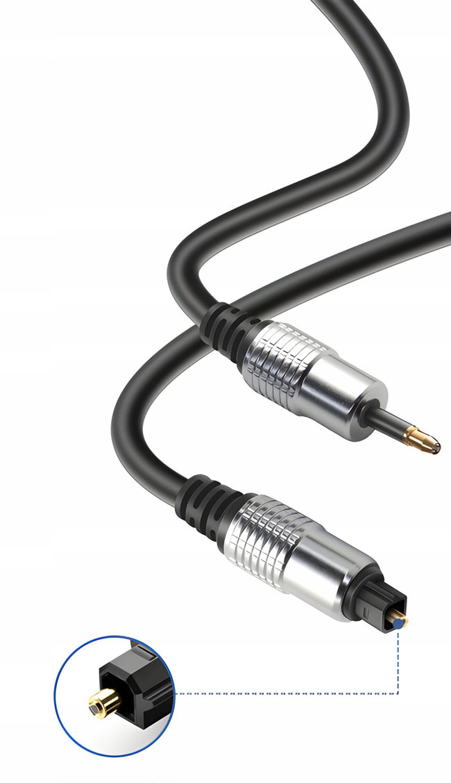 Kabel Mini TOSLINK Cyfrowy 3,5mm Audio Optyczny - Pozłacany - 5m